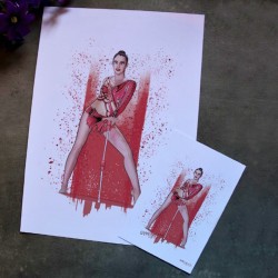 Lamina print de la gimnasta  Margarita Mamun con mazas en 2016