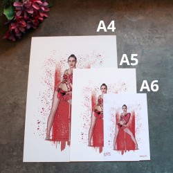 Lamina print de la gimnasta  Margarita Mamun con mazas en 2016