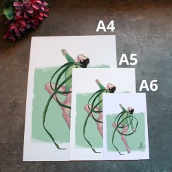 Lámina, print de la gimnasta  Diana Popova con cinta