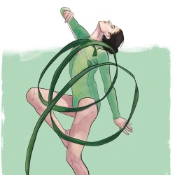 Lámina, print de la gimnasta  Diana Popova con cinta